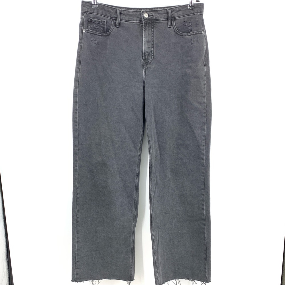 Old Navy Women Size 12 Jeans Black Denim Pants Wide Leg Extra High Rise Stretch